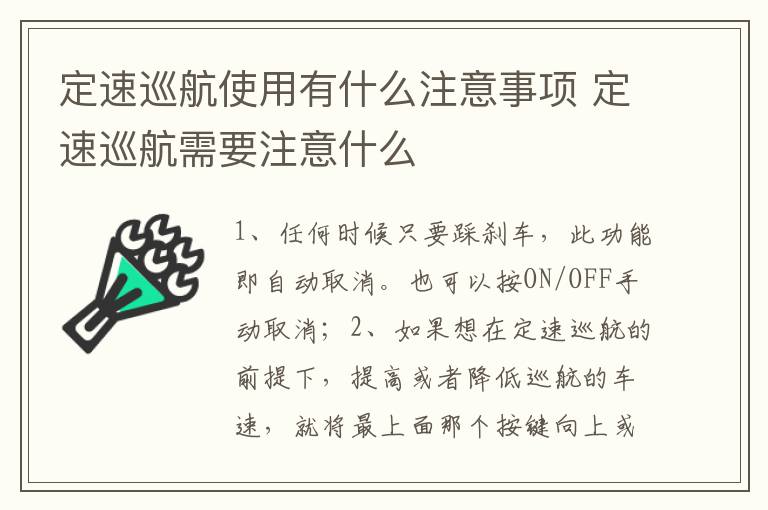 定速巡航使用有什么注意事项 定速巡航需要注意什么