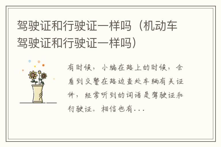 驾驶证和行驶证一样吗（机动车驾驶证和行驶证一样吗）