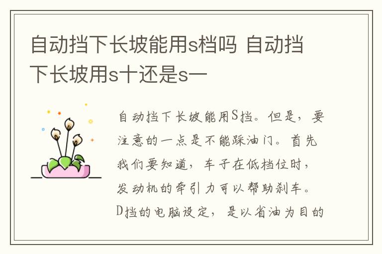 自动挡下长坡能用s档吗 自动挡下长坡用s十还是s一