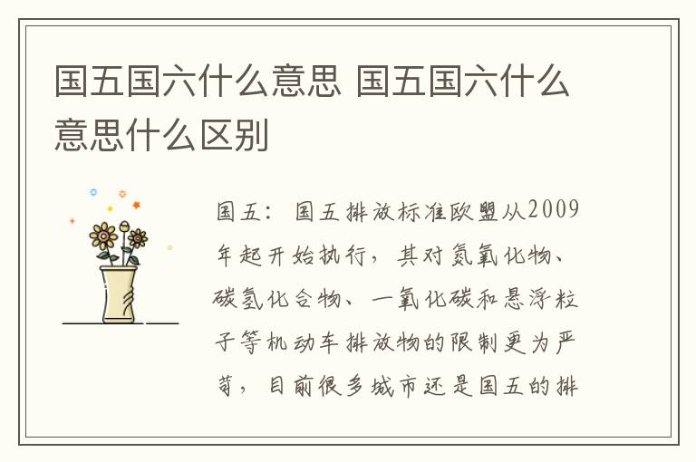 国五国六什么意思 国五国六什么意思什么区别