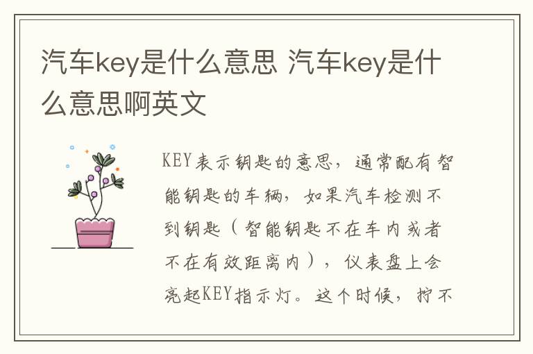 汽车key是什么意思 汽车key是什么意思啊英文