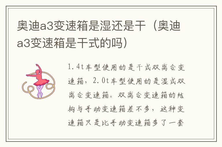 奥迪a3变速箱是湿还是干(奥迪a3变速箱是干式的吗)