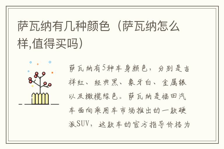 萨瓦纳有几种颜色（萨瓦纳怎么样,值得买吗）