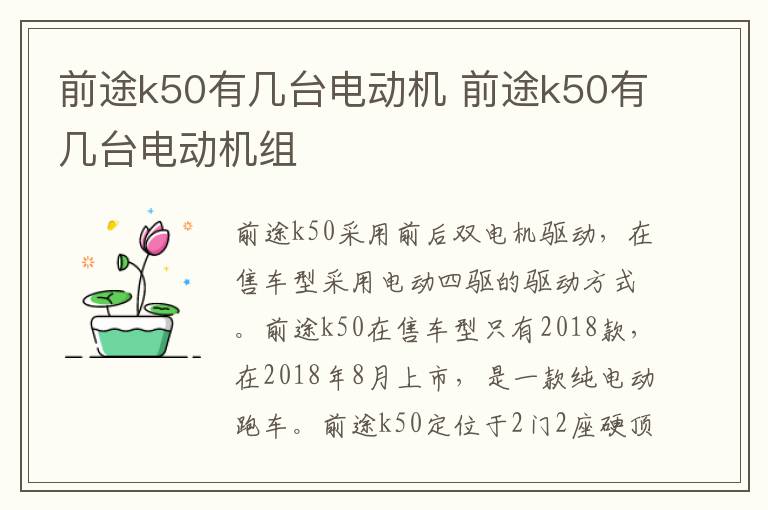 前途k50有几台电动机 前途k50有几台电动机组