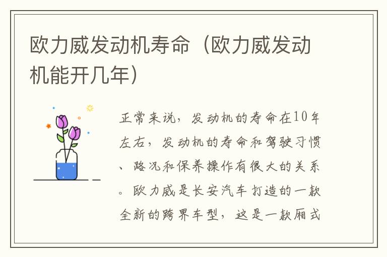 欧力威发动机寿命（欧力威发动机能开几年）