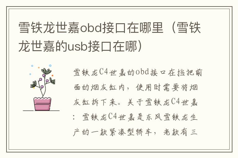 雪铁龙世嘉obd接口在哪里（雪铁龙世嘉的usb接口在哪）