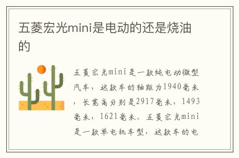 五菱宏光mini是电动的还是烧油的