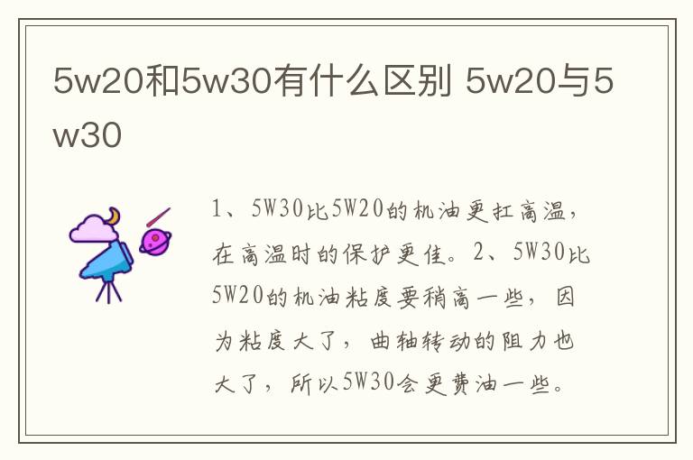 5w20和5w30有什么区别 5w20与5w30