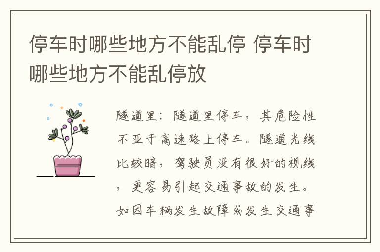 停车时哪些地方不能乱停 停车时哪些地方不能乱停放