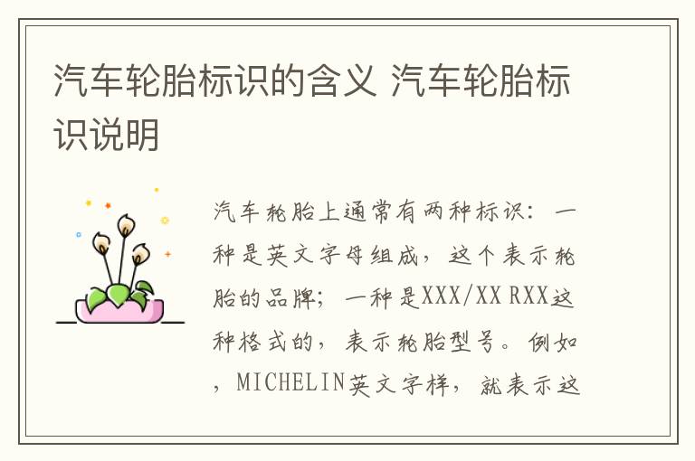 汽车轮胎标识的含义 汽车轮胎标识说明