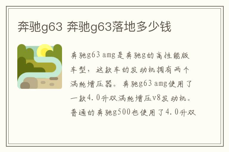 奔驰g63 奔驰g63落地多少钱