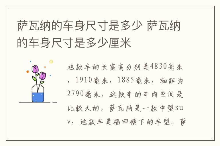 萨瓦纳的车身尺寸是多少 萨瓦纳的车身尺寸是多少厘米