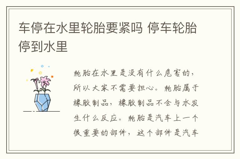 车停在水里轮胎要紧吗 停车轮胎停到水里