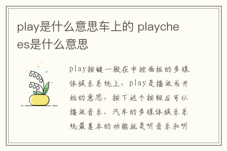 play是什么意思车上的 playchees是什么意思