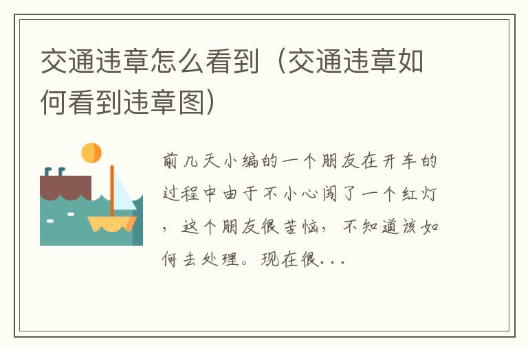 交通违章怎么看到（交通违章如何看到违章图）