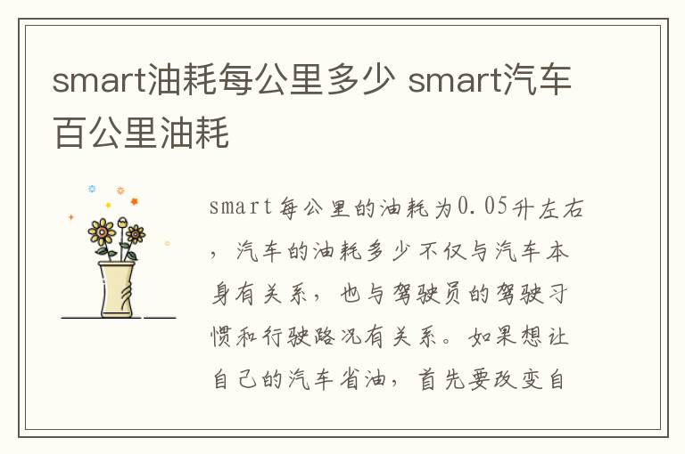 smart油耗每公里多少 smart汽车百公里油耗