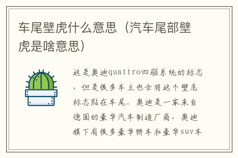 车尾壁虎什么意思（汽车尾部壁虎是啥意思）