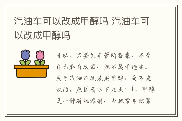 汽油车可以改成甲醇吗 汽油车可以改成甲醇吗