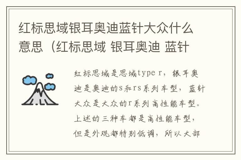 红标思域银耳奥迪蓝针大众什么意思（红标思域 银耳奥迪 蓝针大众）