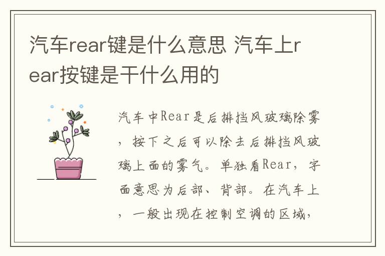 汽车rear键是什么意思 汽车上rear按键是干什么用的