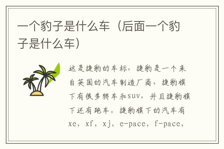 一个豹子是什么车（后面一个豹子是什么车）