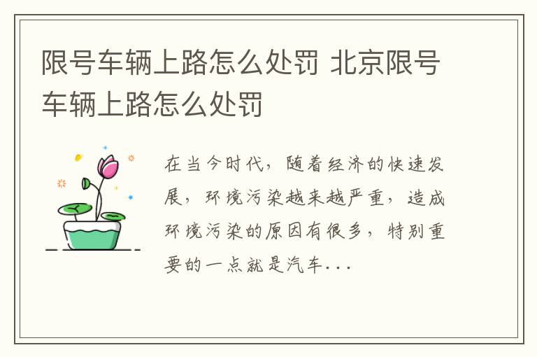 限号车辆上路怎么处罚 北京限号车辆上路怎么处罚