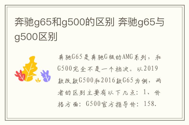 奔驰g65和g500的区别 奔驰g65与g500区别