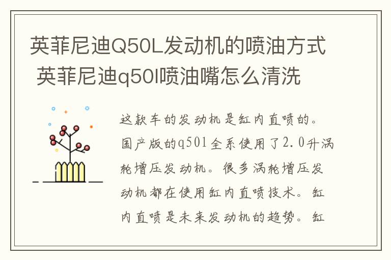英菲尼迪Q50L发动机的喷油方式 英菲尼迪q50l喷油嘴怎么清洗