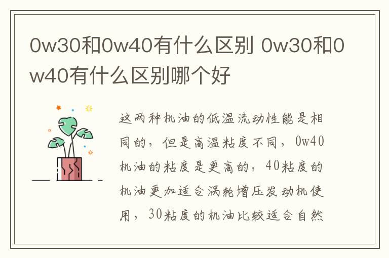 0w30和0w40有什么区别 0w30和0w40有什么区别哪个好