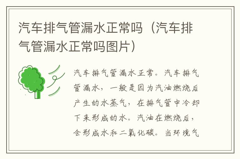 汽车排气管漏水正常吗（汽车排气管漏水正常吗图片）
