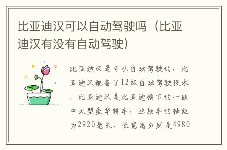 比亚迪汉可以自动驾驶吗（比亚迪汉有没有自动驾驶）