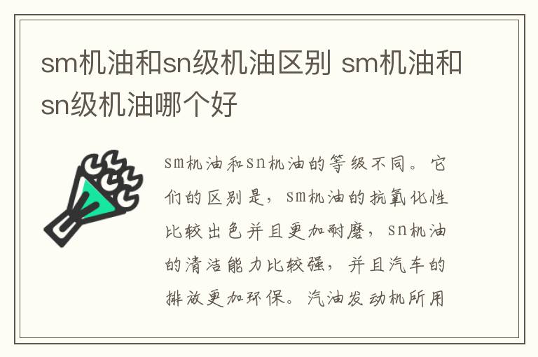 sm机油和sn级机油区别 sm机油和sn级机油哪个好