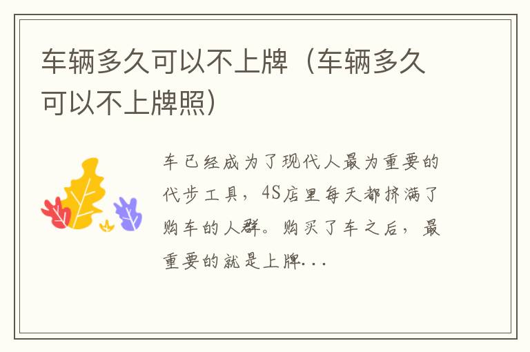 车辆多久可以不上牌（车辆多久可以不上牌照）