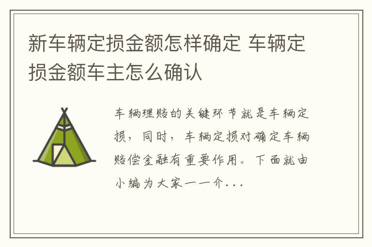 新车辆定损金额怎样确定 车辆定损金额车主怎么确认