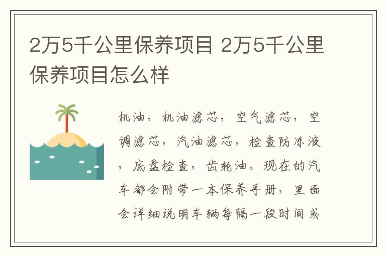 2万5千公里保养项目 2万5千公里保养项目怎么样