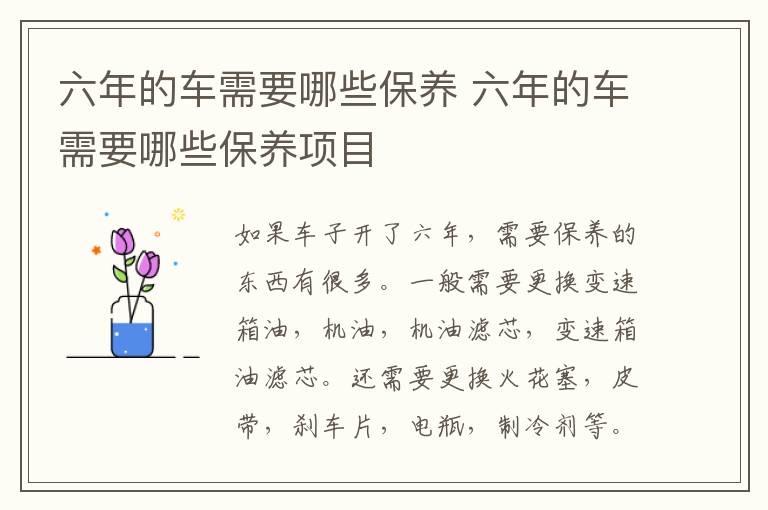 六年的车需要哪些保养 六年的车需要哪些保养项目