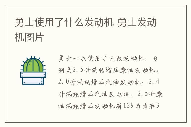 勇士使用了什么发动机 勇士发动机图片