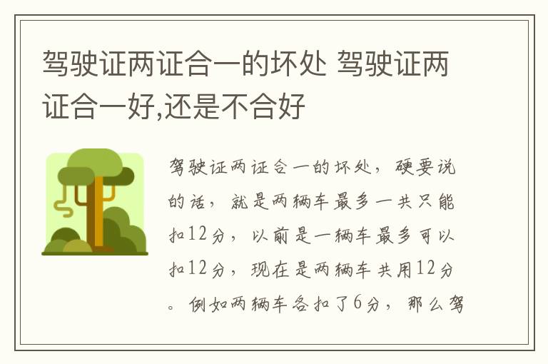 驾驶证两证合一的坏处 驾驶证两证合一好,还是不合好