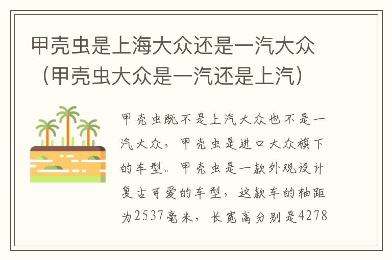 甲壳虫是上海大众还是一汽大众（甲壳虫大众是一汽还是上汽）