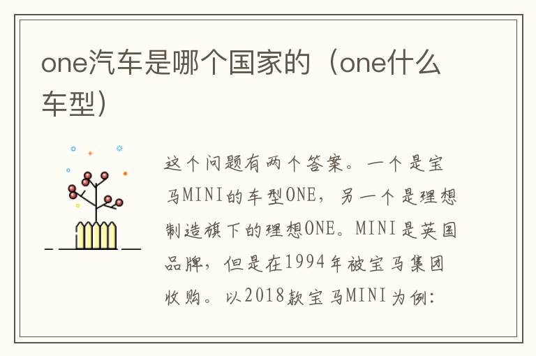 one汽车是哪个国家的（one什么车型）