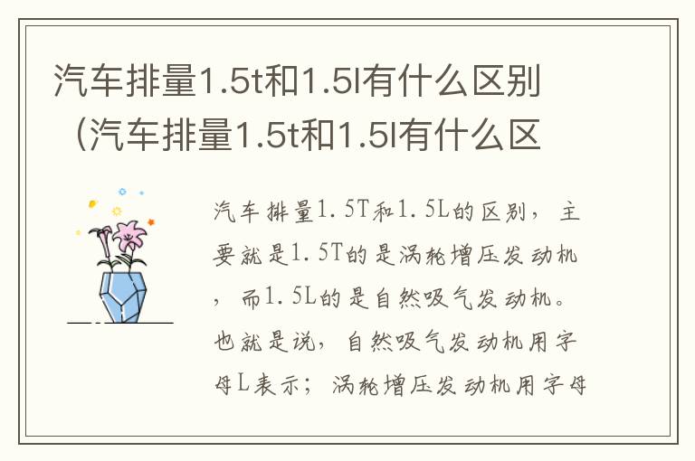 汽车排量1.5t和1.5l有什么区别（汽车排量1.5t和1.5l有什么区别呢个好）