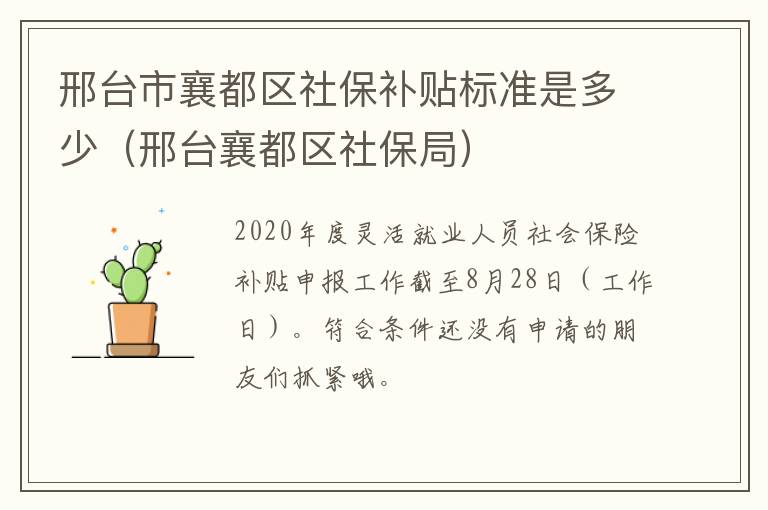 邢台市襄都区社保补贴标准是多少(邢台襄都区社保局)