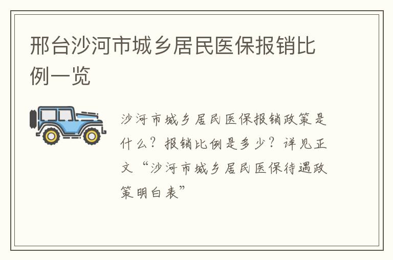 邢台沙河市城乡居民医保报销比例一览