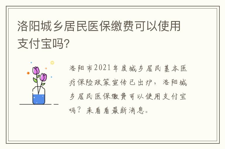 洛阳城乡居民医保缴费可以使用支付宝吗？