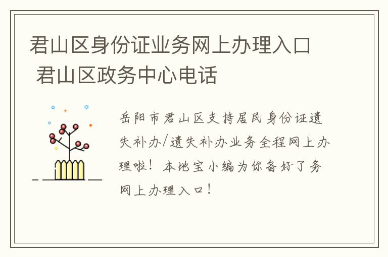 君山区身份证业务网上办理入口 君山区政务中心电话