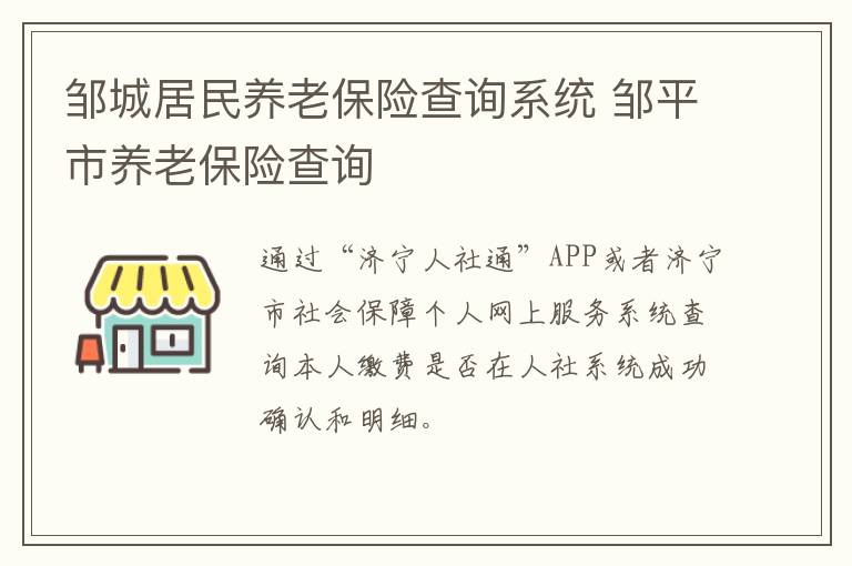 邹城居民养老保险查询系统 邹平市养老保险查询