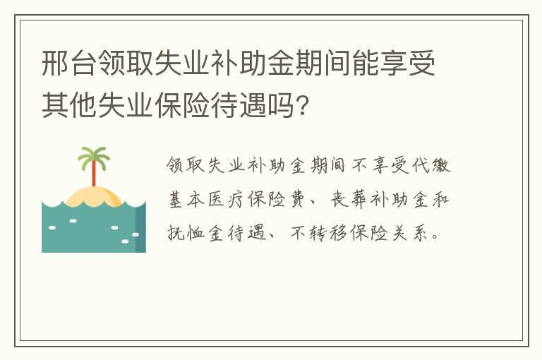 邢台领取失业补助金期间能享受其他失业保险待遇吗?