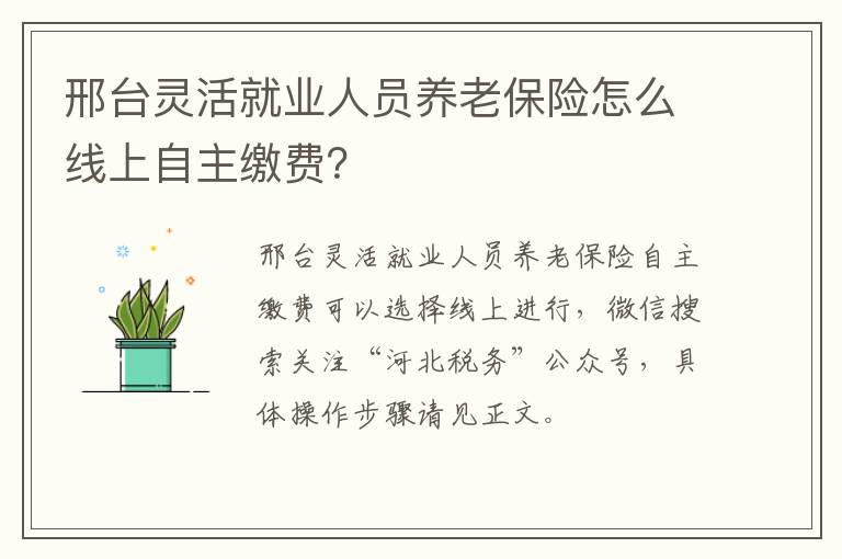 邢台灵活就业人员养老保险怎么线上自主缴费？