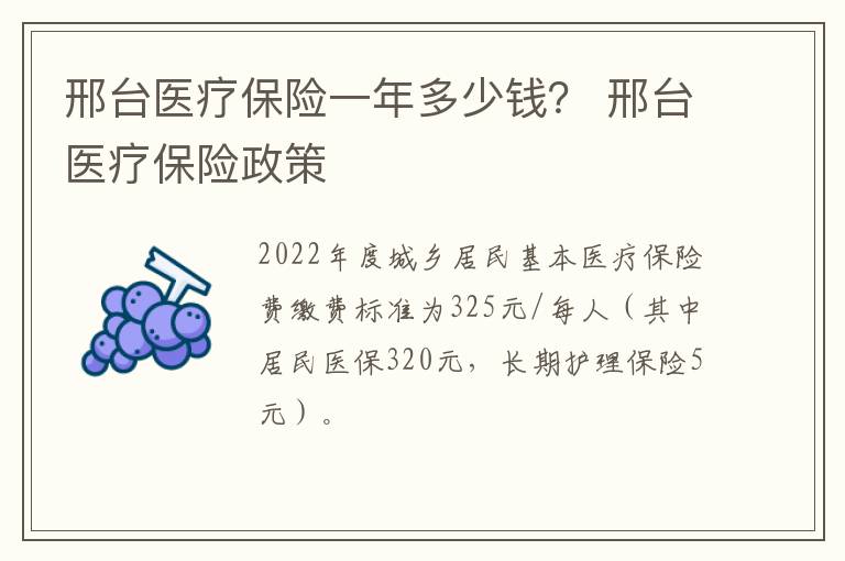 邢台医疗保险一年多少钱？ 邢台医疗保险政策