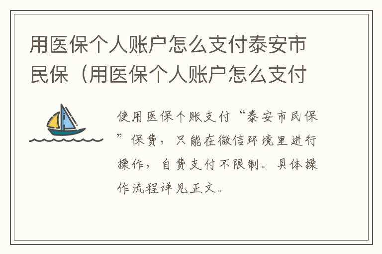 用医保个人账户怎么支付泰安市民保（用医保个人账户怎么支付泰安市民保的钱）